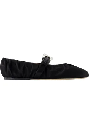 PARIS TEXAS Schoenen, Dames, Zwart, 40 EU, Satijn, Satijnen Ballerina`s Sveva Plissé Stijl