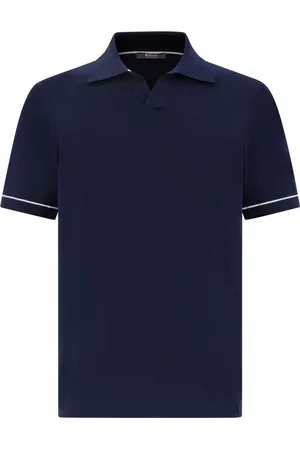 Boggi Milano Truien, Heren, Blauw, XL, Katoen, Katoenen Crêpe Gebreid Polo Shirt