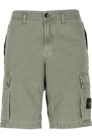 Stone Island Korte broeken, Heren, Groen, W30, Katoen, Bermuda shorts met logo