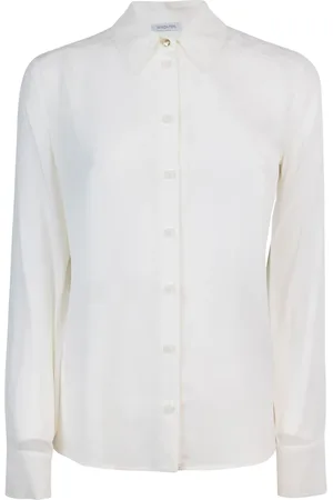 Patrizia Pepe Blouses & Shirts, Dames, Wit, L, Regular overhemd met kraag en plooien
