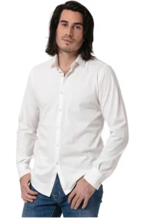 Karl Lagerfeld Overhemden, Heren, Wit, XL, Katoen, Katoenen Jersey Shirt