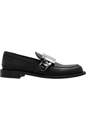 J.W.Anderson Schoenen, Dames, Zwart, 41 EU, Leer, Logo-gegraveerde kettingloafers