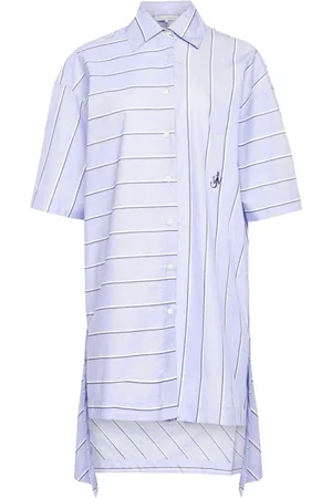 J.W.Anderson Kleedjes, Dames, Blauw, 3Xs, Katoen, Shirt Dress MET Traprok