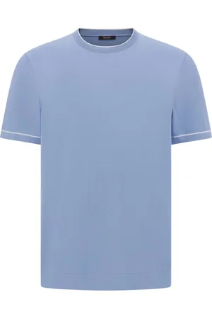 Boggi Milano Truien, Heren, Blauw, 2Xl, Katoen, Katoenen Crêpe Gebreid T-shirt