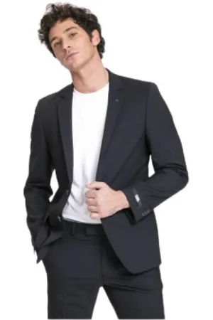 Karl Lagerfeld Jassen, Heren, Zwart, 4Xl, Wol, Blauw-Zwart Colbert