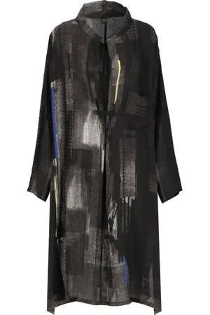 Y-3 Kleedjes, Dames, Grijs, S, V-hals Jurk met Geometrisch Patroon