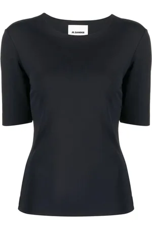 Jil Sander Tops, Dames, Blauw, 2Xs, T-shirt met ronde hals en korte mouwen