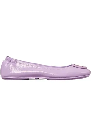 Tory Burch Schoenen, Dames, Paars, 37 EU, Leer, Minnie Travel Ballet Flats