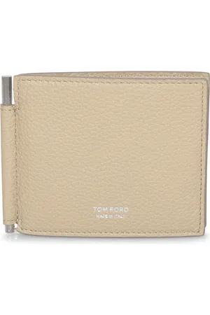 Tom Ford Accessoires, Heren, , ONE Size, Leer, Gegreineerde Leren Clip Portemonnee