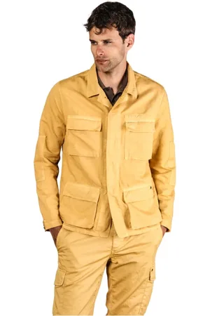 Masons Jassen, Heren, Geel, L, Hennep, Heren Hennep Overshirt Geel