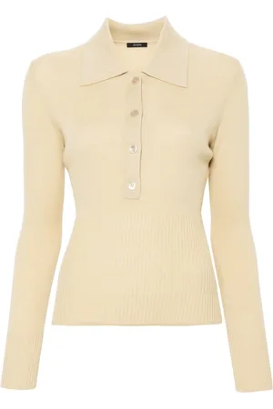 Joseph Tops, Dames, , L, Wol, Fijn Geribbelde Merinos Polo Shirt