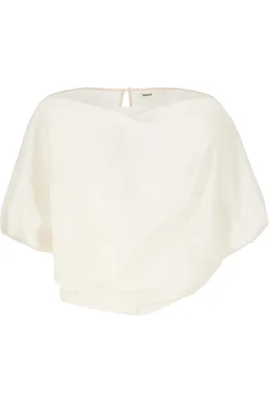 Khaite Blouses & Shirts, Dames, , S, Katoen, Zijden en Katoenen Ivoorkleurige Top