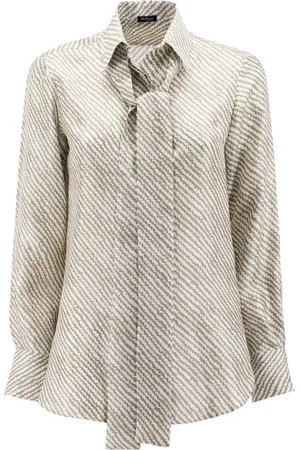 Kiton Blouses & Shirts, Dames, , S, Zijden Blouse met Print en Masculien-Feminien Design