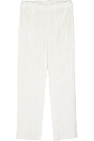 Issey Miyake Broeken, Dames, Wit, 2Xl, Polyester, Stijlvolle Broeken