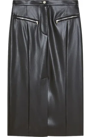 Patrizia Pepe Rokken, Dames, Zwart, M, Polyester, Zwarte Midi Rok met Zakken met Rits