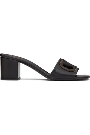 VALENTINO GARAVANI Schoenen, Dames, Zwart, 38 EU, Leer, VLogo Signature Heeled Mules