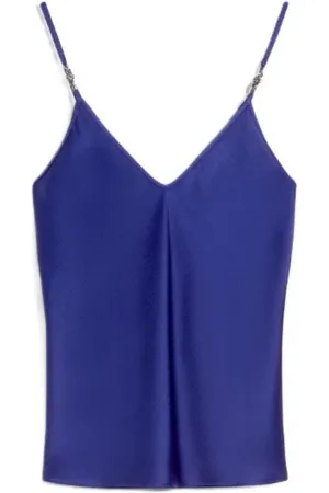 Max Mara Tops, Dames, Blauw, M, Stijlvolle tanktops van acetaat