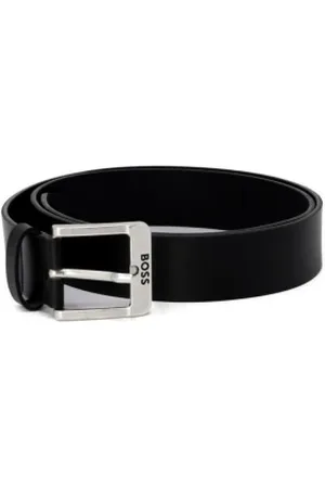 HUGO BOSS Accessoires, Heren, Zwart, 105 CM, Leer, Zwarte leren riem