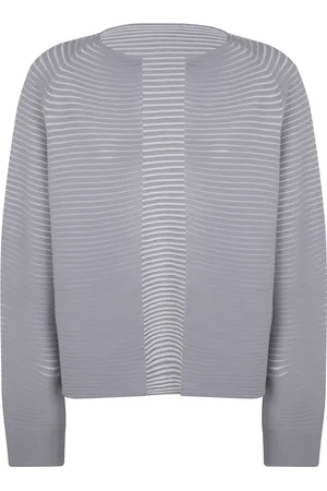 Issey Miyake Truien, Dames, Grijs, M, Gebreide Cirkel Cardigan