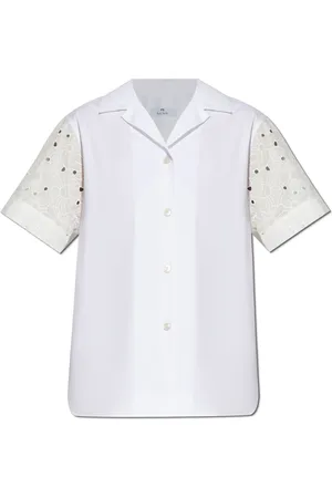 Paul Smith Blouses & Shirts, Dames, Wit, M, Katoen, Shirt met kanten inzetstuk