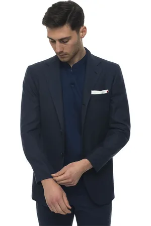 Kiton Pakken, Heren, Blauw, L, Handgemaakte Gedeconstrueerde Blazer met 3 Knopen