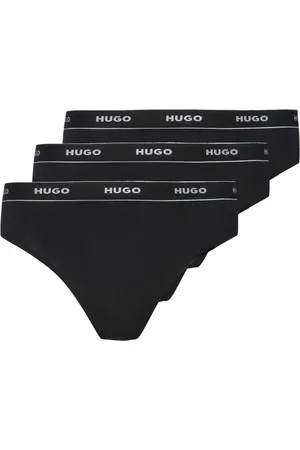 HUGO BOSS Ondergoed, Dames, Zwart, L, Katoen, Elastische Katoenen String Pack