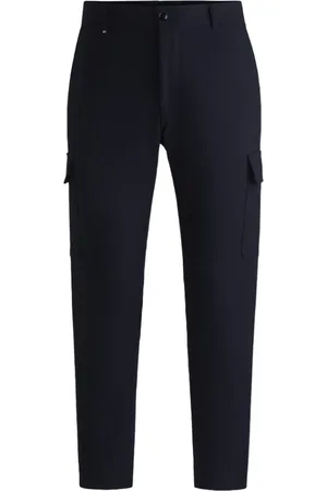 HUGO BOSS Broeken, Heren, Blauw, L, Wol, Blauwe cargobroek met zakken