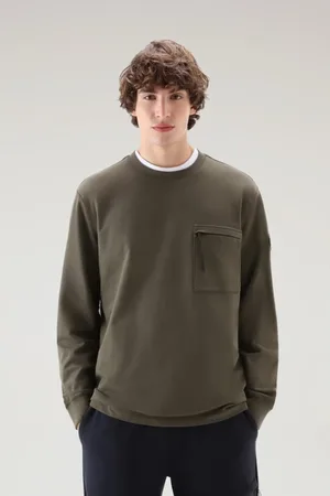 Woolrich Sweatshirts & Hoodies, Heren, Groen, S, Katoen, Katoenen Sweater met Ronde Hals