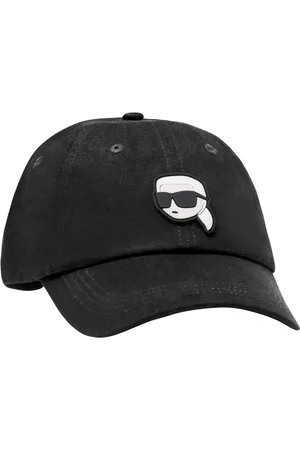 Karl Lagerfeld Accessoires, Heren, Zwart, ONE Size, Katoen, Zwarte Cap met Klep
