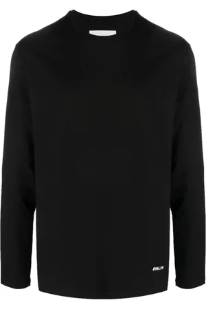 Jil Sander Tops, Heren, Zwart, S, Logo Plate Long Sleeve Tee