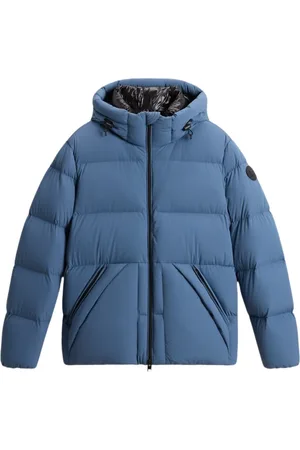 Woolrich Jassen, Heren, Blauw, S, Gewatteerde Jas met Capuchon