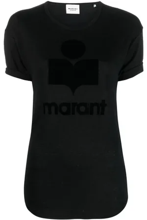Isabel Marant Tops, Dames, Zwart, S, Linnen, Koldi Logo T-shirt
