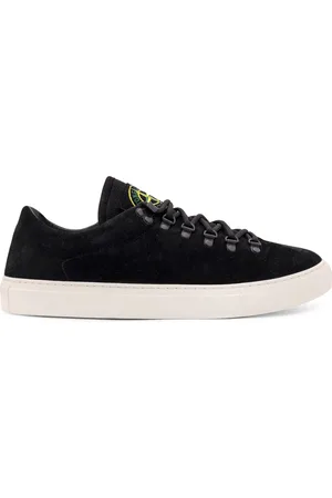 Stone Island Schoenen, Heren, Zwart, 44 EU, Suède, Suede Low-Top Sneakers met Veters