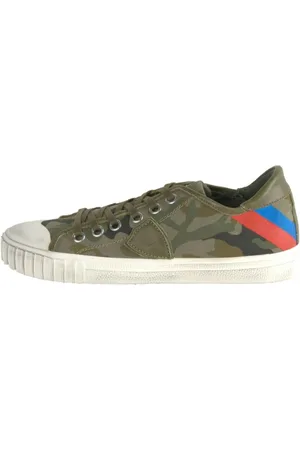 Philippe model Schoenen, Heren, Groen, 40 EU, Leer, Groene Leren Camo Sneaker