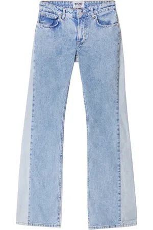 Moschino Jeans, Dames, Blauw, W26, Katoen, Laagbouw Flared Jeans in Blauw