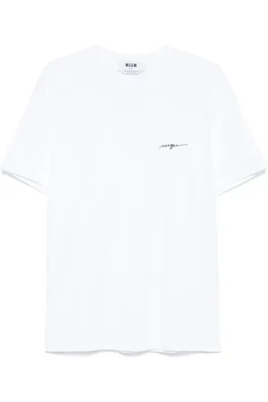 Msgm Tops, Heren, Wit, S, Katoen, Klassiek Katoenen T-shirt voor Mannen