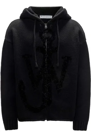 J.W.Anderson Sweatshirts & Hoodies, Heren, Zwart, L, Wol, Anchor Logo Hoodie