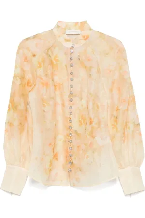 ZIMMERMANN Blouses & Shirts, Dames, Geel, S, Linnen, Crush Blouse met Knopen