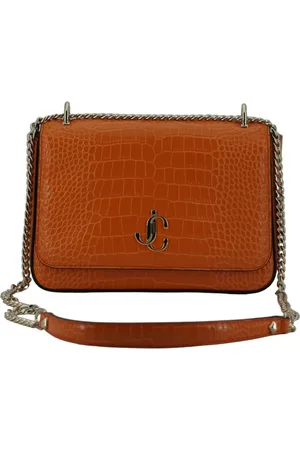 Jimmy Choo Tassen, Dames, Oranje, ONE Size, Leer, Schoudertas van leer met krokodillenprint