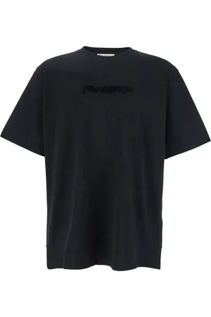 J.W.Anderson Tops, Heren, Zwart, M, Katoen, T-shirt met logo-borduursel en ronde hals
