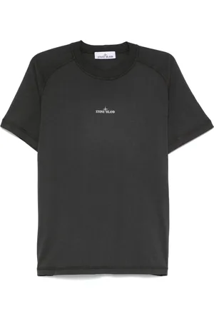 Stone Island Tops, Heren, Grijs, M, Katoen, T-shirt met kompasprint