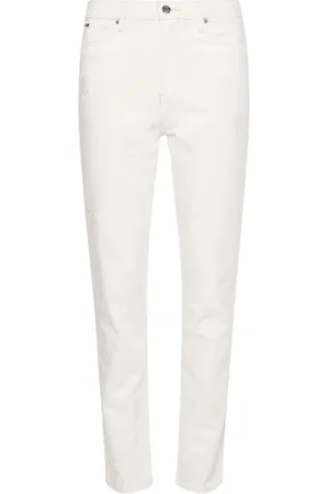 Tommy Hilfiger Broeken, Dames, Wit, W26, Katoen, Geborduurde Flower Mom Jeans