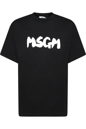 Msgm Tops, Heren, Zwart, XL, Katoen, Zwart T-shirt met wit logo