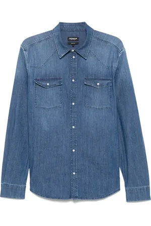 Dondup Overhemden, Heren, Blauw, L, Denim, Blauw Indigo Shirt met Borstzakken