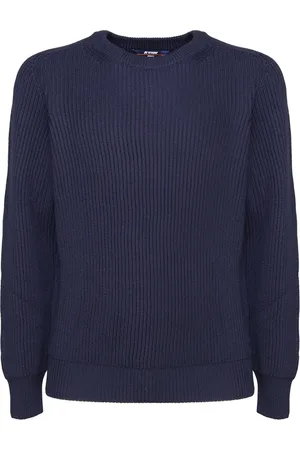 K-Way Truien, Heren, Blauw, S, Wol, Blauwe wollen trui met ronde hals