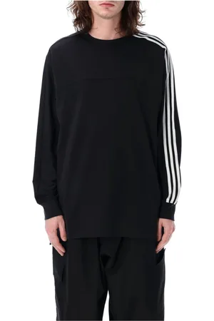 Y-3 Tops, Heren, Zwart, M, Katoen, 3-Stripes Lange Mouw T-Shirt