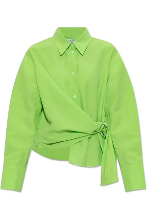 J.W.Anderson Blouses & Shirts, Dames, Groen, S, Linnen, Shirt met Appliqué