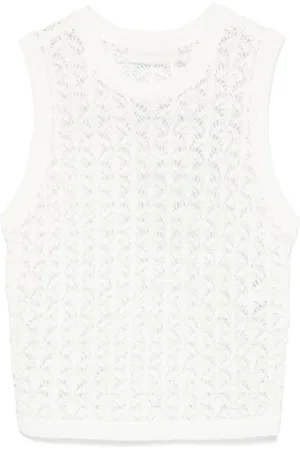 ZIMMERMANN Tops, Dames, Wit, M, Katoen, Mouwloze Top met Ronde Hals