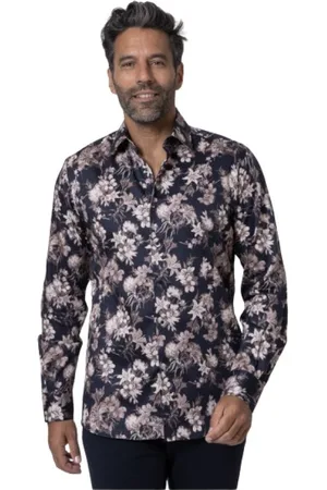Karl Lagerfeld Overhemden, Heren, Veelkleurig, 2Xl, Beige Bloemenpatroon Overhemd
