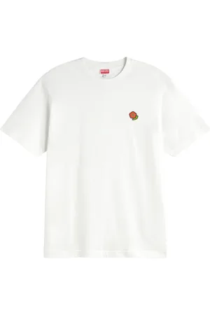 Kenzo Tops, Heren, Wit, XL, Katoen, Geborduurde Pop T-Shirt